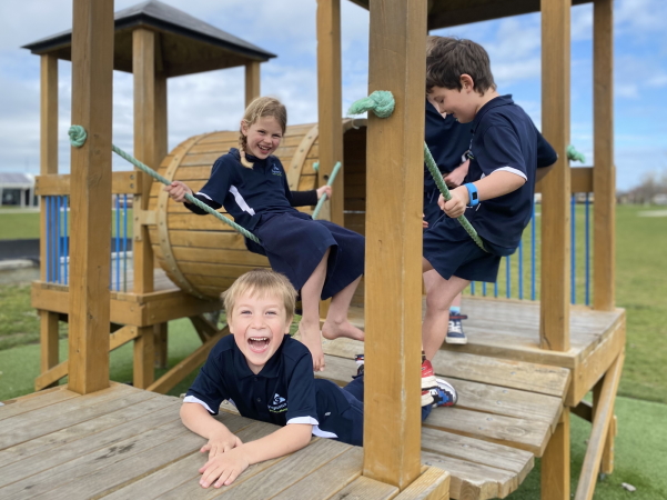 Children on climbing frame